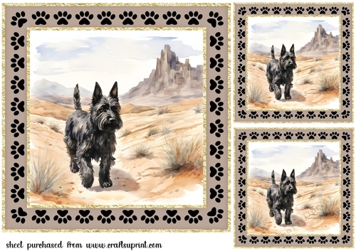 3 Desert Scottish terrier card fronts/toppers 15