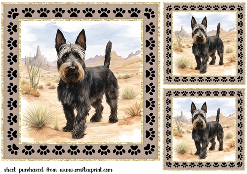 3 Desert Scottish terrier card fronts/toppers 16