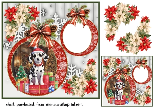 Snowflake Christmas pup card front 5