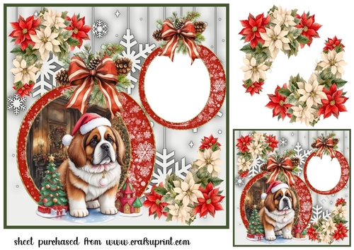 Snowflake Christmas pup card front 12