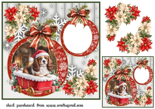 Snowflake Christmas pup card front 15