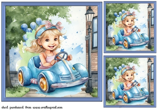 3 Kids n cars card fronts/toppers 2