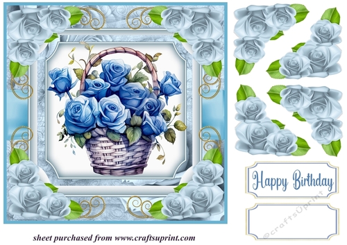 Blue rose basket card front 2