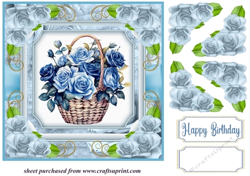 Blue rose basket card front 3