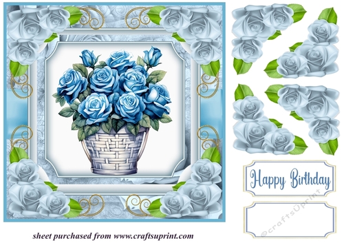 Blue rose basket card front 4