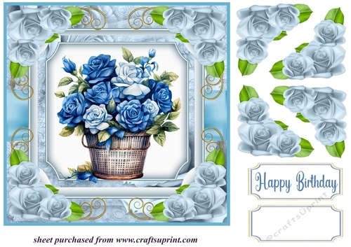 Blue rose basket card front 5