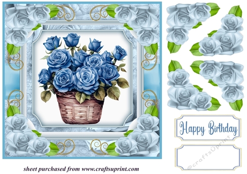 Blue rose basket card front 6