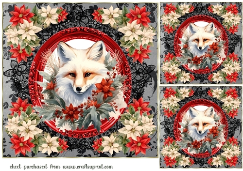 3 Christmas fox card fronts/toppers 