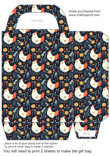 Folk art chickens gift bag 1