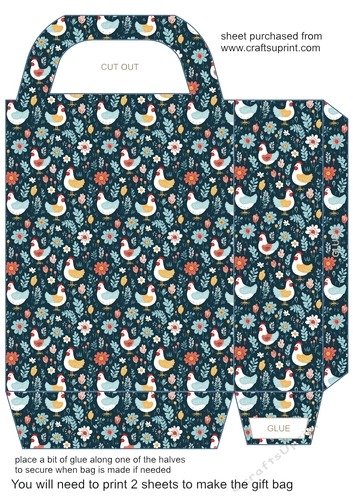 Folk art chickens gift bag 6