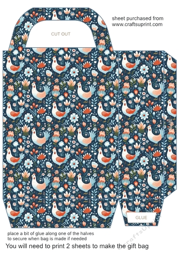 Folk art chickens gift bag 9