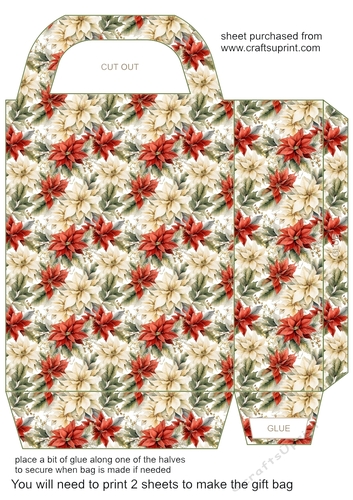 Red poinsettia gift bag n1