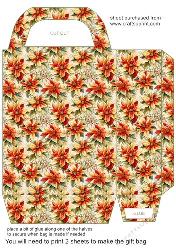 Red poinsettia gift bag n2