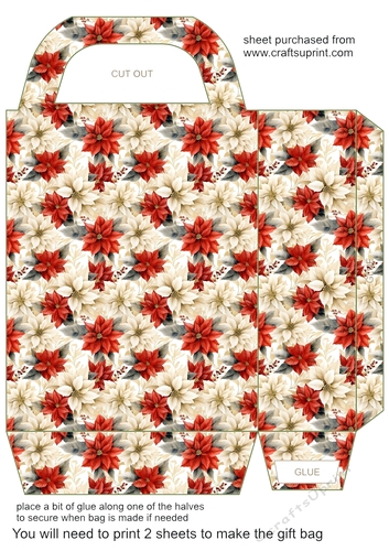 Red poinsettia gift bag n3