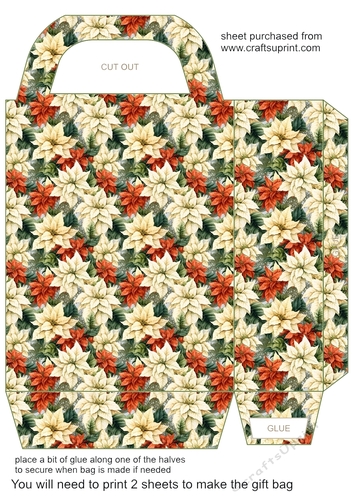 Red poinsettia gift bag n4