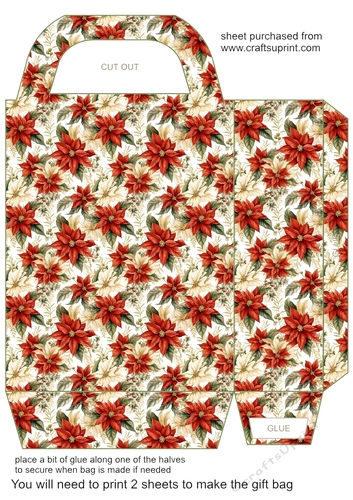 Red poinsettia gift bag n5