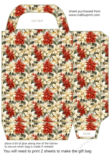 Red poinsettia gift bag n6