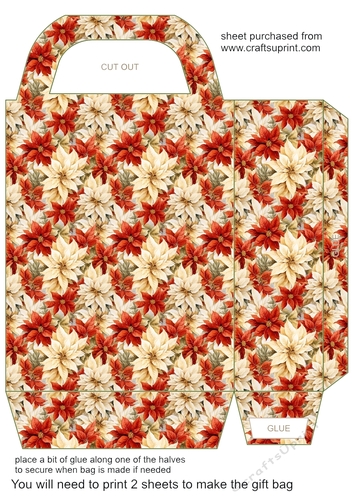 Red poinsettia gift bag n7
