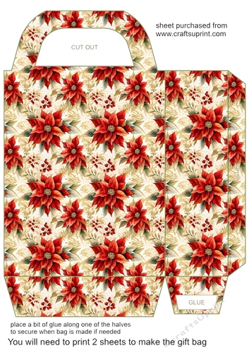 Red poinsettia gift bag n8