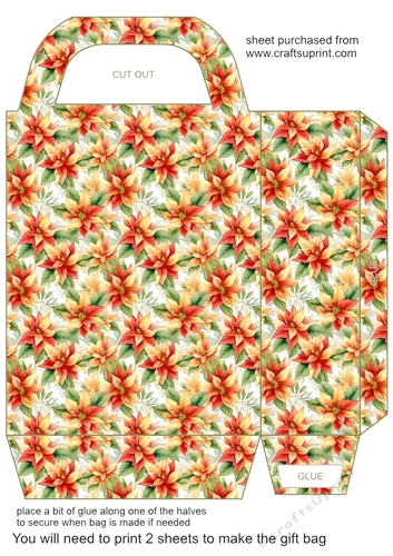 Red poinsettia gift bag n9