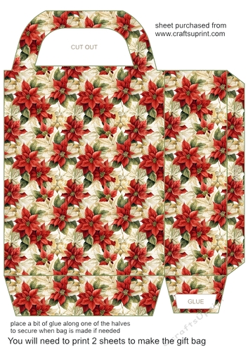 Red poinsettia gift bag n10