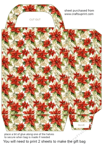 Red poinsettia gift bag n11