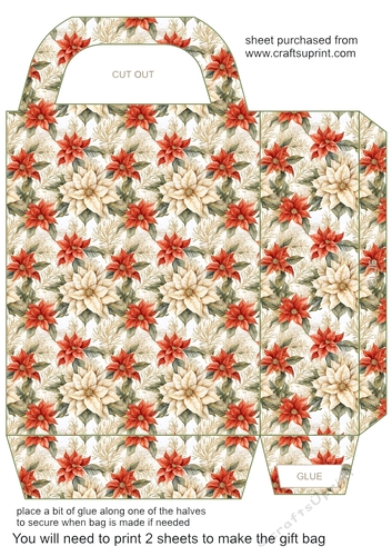 Red poinsettia gift bag n12