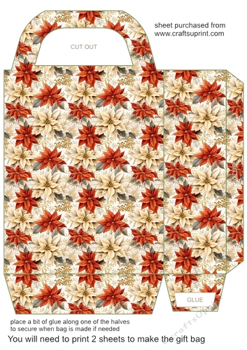 Red poinsettia gift bag n13