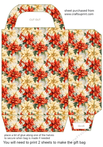 Red poinsettia gift bag n14