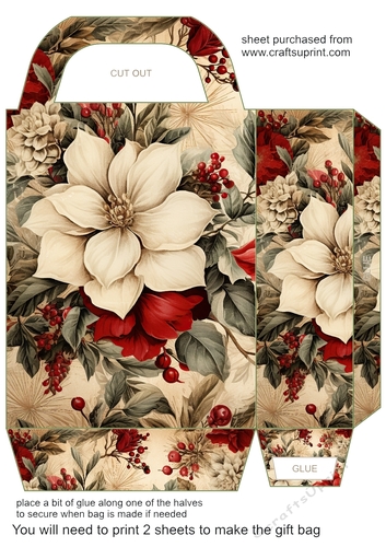 Vintage Christmas flowers gift bag 7