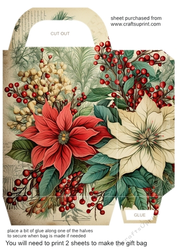 Vintage Christmas flowers gift bag 9