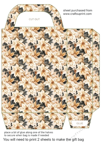 White poinsettia gift bag 1