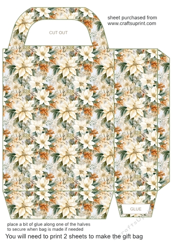 White poinsettia gift bag 2