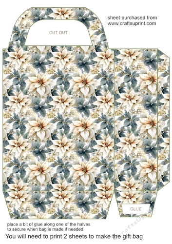 White poinsettia gift bag 3