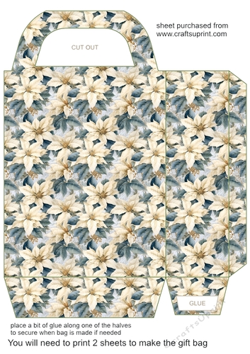 White poinsettia gift bag 4