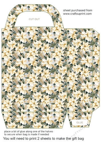White poinsettia gift bag 5