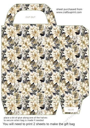 White poinsettia gift bag 6
