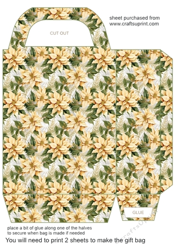 White poinsettia gift bag 7