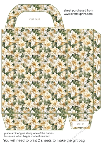 White poinsettia gift bag 8