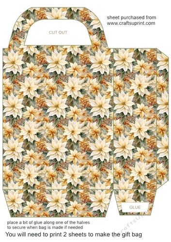 White poinsettia gift bag 10