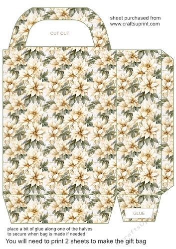 White poinsettia gift bag 11