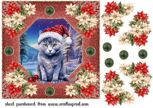 Christmas cat card front 8