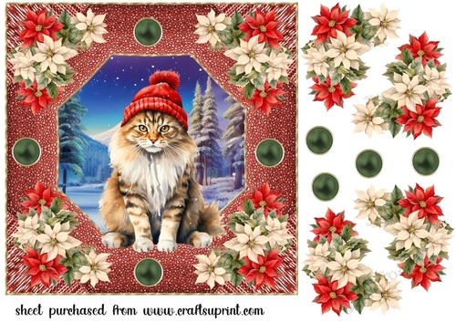 Christmas cat card front 11