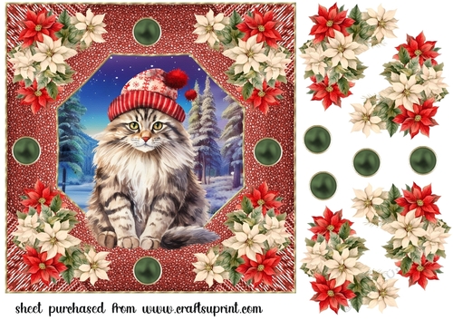 Christmas cat card front 16