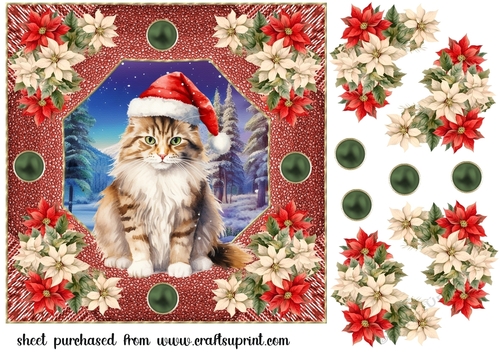Christmas cat card front 18