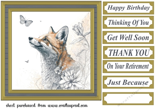 Fox and butterfly card front 8