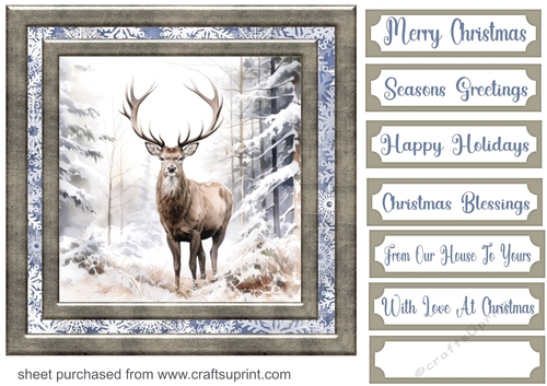 Framed Christmas stag card front 1