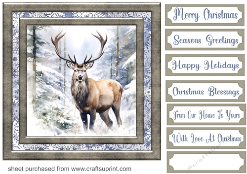 Framed Christmas stag card front 2
