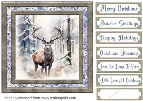 Framed Christmas stag card front 3