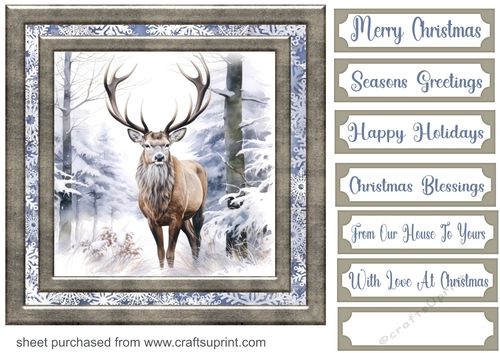 Framed Christmas stag card front 4